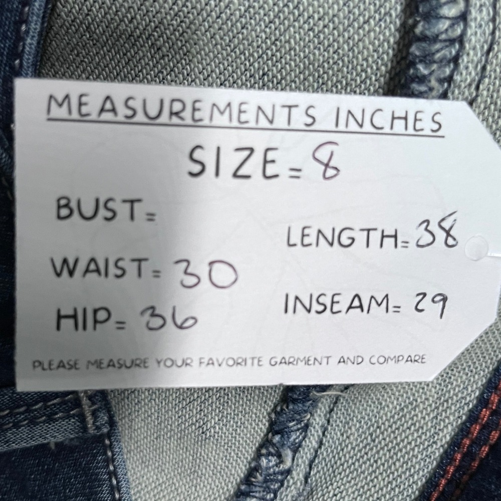 Seven7 Jeans Pants Size 8 Blue Paint Splatter Dark Wash Skinny Stretch 3645‎ - Picture 11 of 11